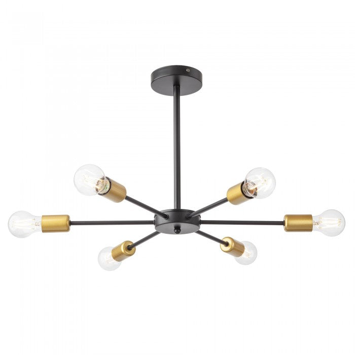 Lustra Ozu, negru/auriu, 6xE27, D.59cm, IP20, Smarter, 01-2708