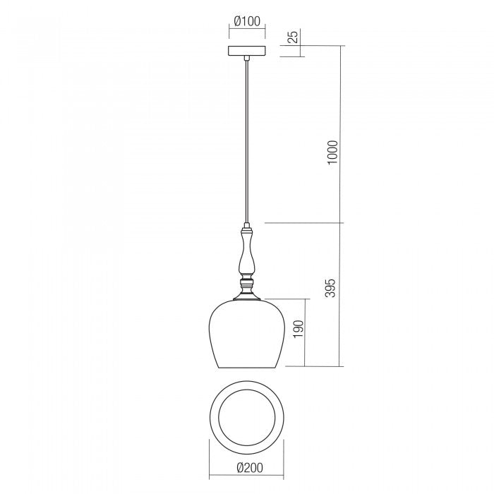 Lustra suspendata Toll, crom negru, sticla fumurie, 1XE27, D.20 cm, Smarter 01-2752