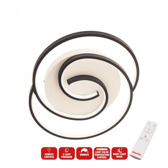 Plafoniera LED Intersia, negru, 38W, 2030lm, 3000K,4500K,6500K, D.48cm, IP20, Smarter, 01-2757