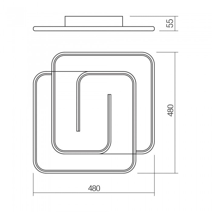 Plafoniera LED Intersia, negru, 38W, 2050lm, 3000K,4500K,6500K, L.48cm, IP20, Smarter, 01-2759