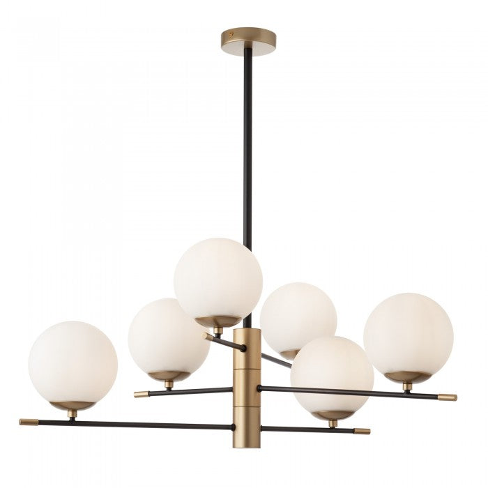 Lustra Essential, negru/auriu, sticla, 6XE14, D.75 cm, Smarter 01-2950