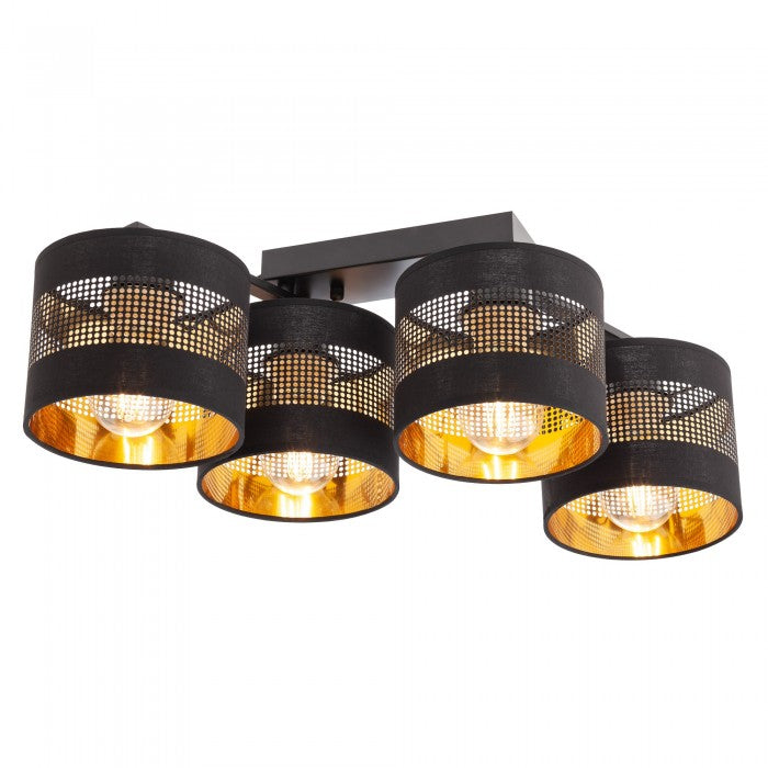 Plafoniera Flint, negru, textil, 4XE27, L.57 cm, IP20, Smarter, 01-2952