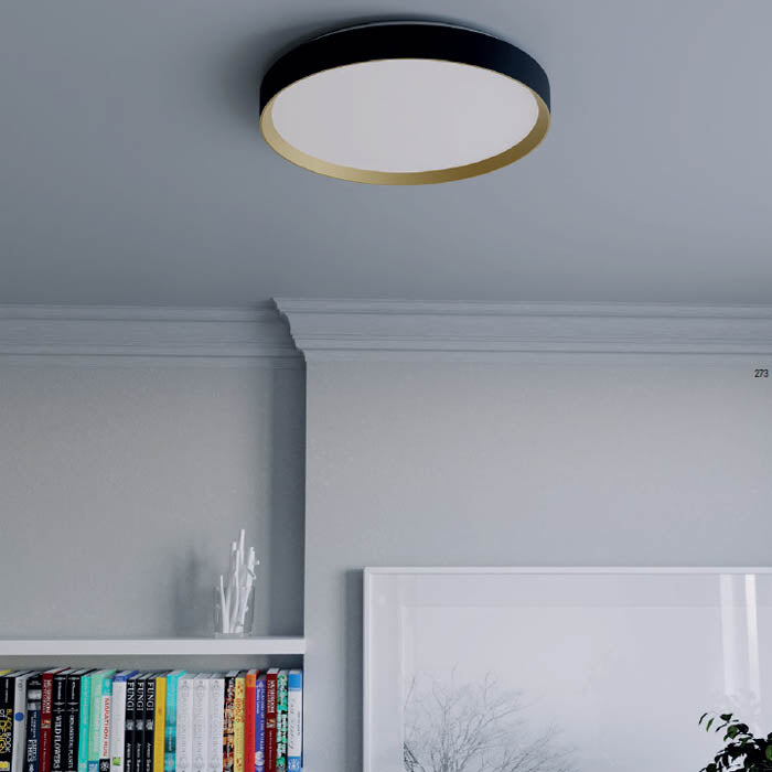 Plafoniera LED Caster, negru/auriu, 45W, 3088lm, 4000K, D.49 cm, IP20, Smarter, 01-2970