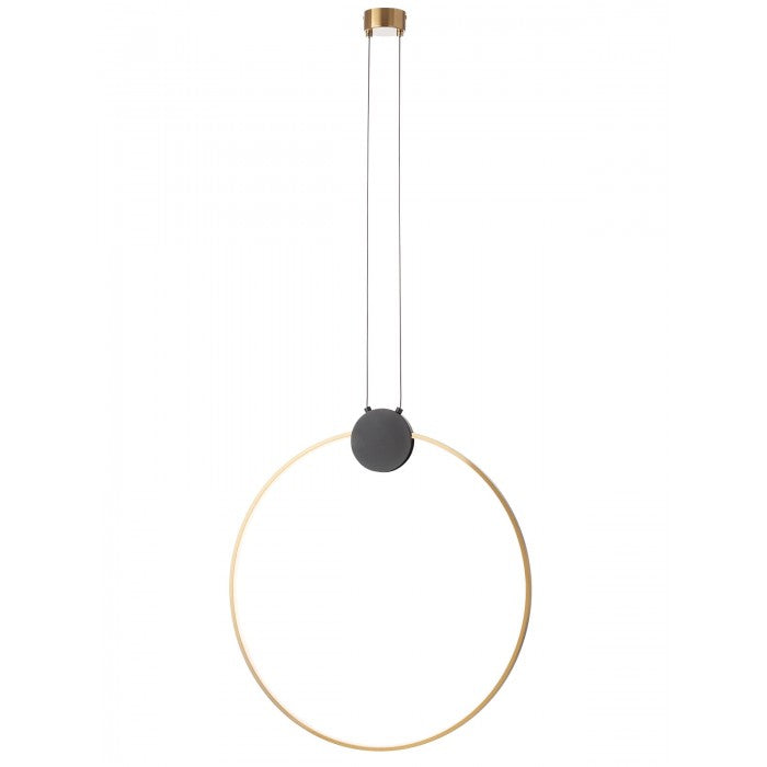 Lustra suspendata Atom, negru/alama, LED, 20W, 2565 lumeni, alb cald 3000K, D.64 cm, Smarter 01-3107