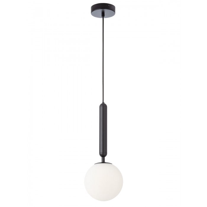 Lustra suspendata Haiku, negru mat, sticla, 1XE14, D.15 cm, Smarter 01-3131