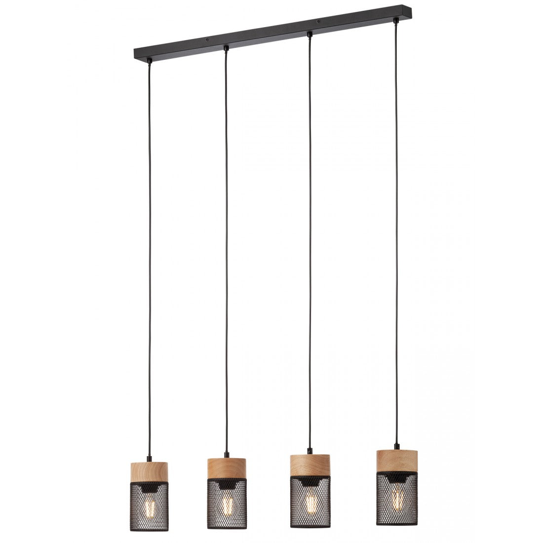 Lustra suspendata Stem, lemn natur, 4xE27, H.120cm, IP20, Smarter, 01-3143