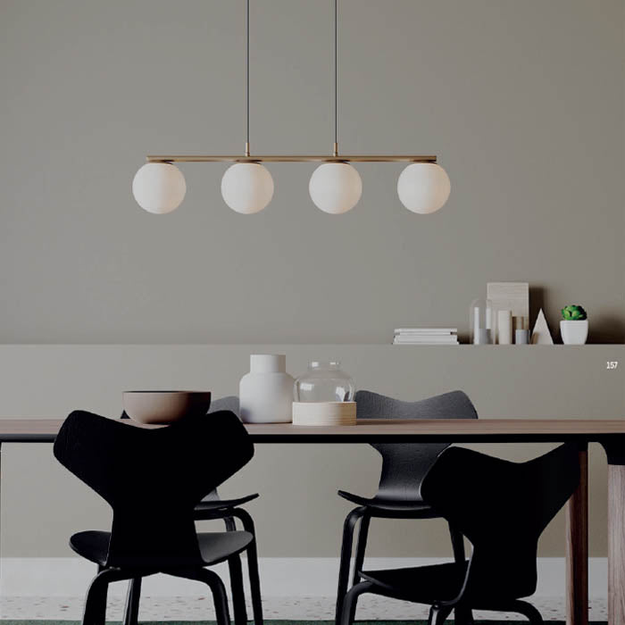 Lustra Bowling, aur mat, sticla, 4XE27, L.90 cm, Smarter 01-3155