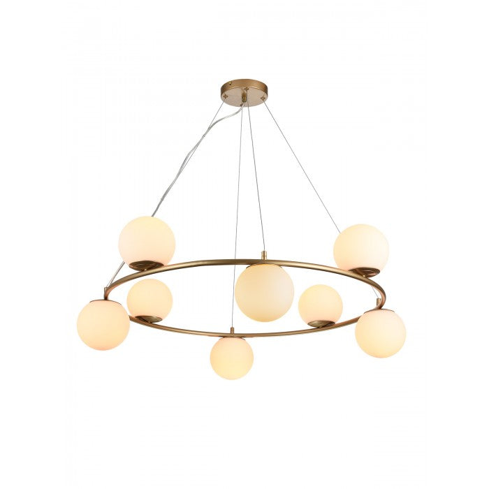 Lustra Bowling, aur mat, sticla, 8XE14, D.88 cm, Smarter 01-3159