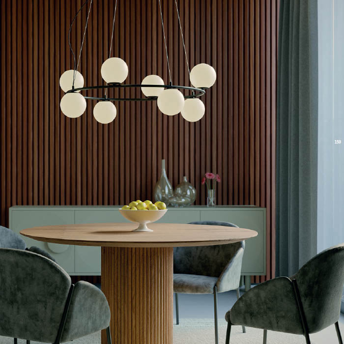 Lustra Bowling, negru mat, sticla, 8XE14, D.88 cm, Smarter 01-3160