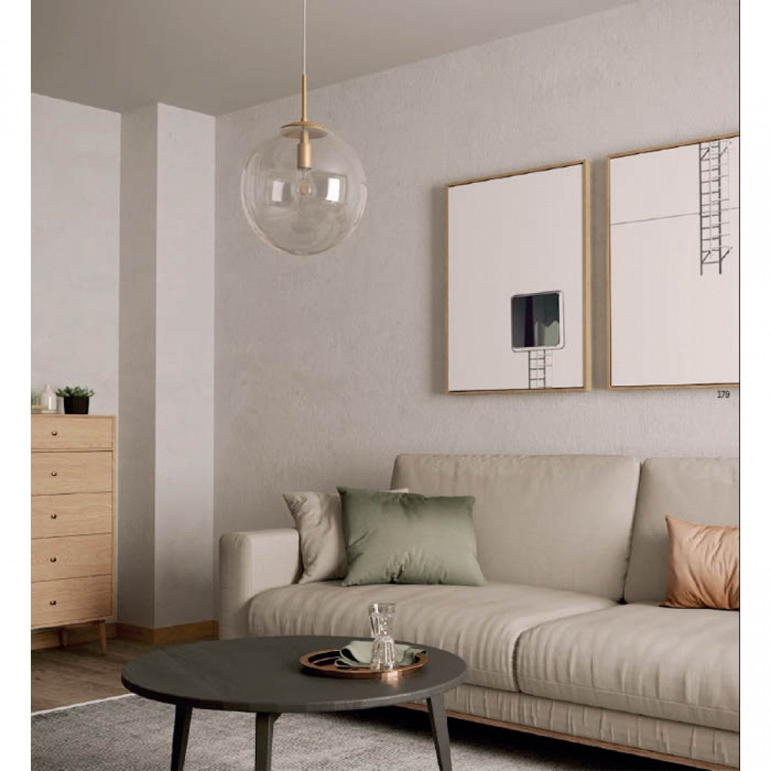 Lustra suspendata Global, alama, 1xE27, D.30cm, IP20, Smarter, 01-3169