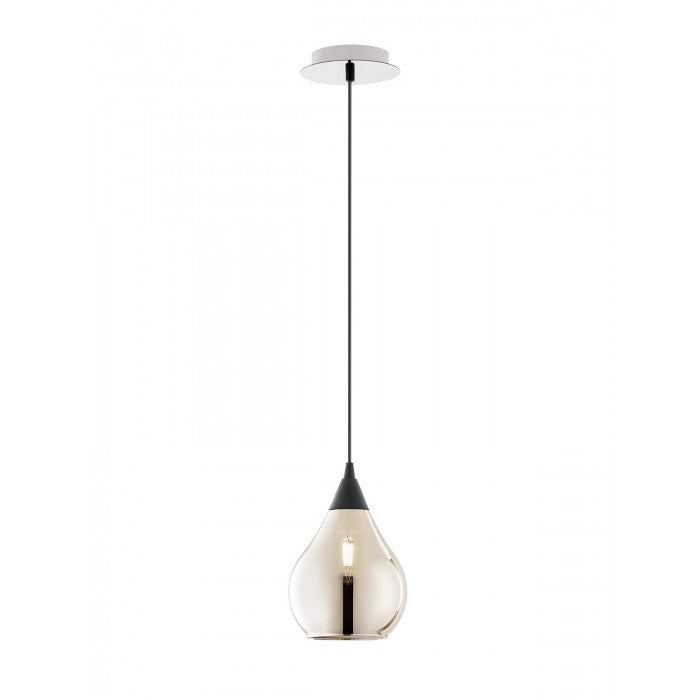 Lustra suspendata Tanner, crom, sticla fumurie, 1XE14, D.15 cm, Smarter 01-3190