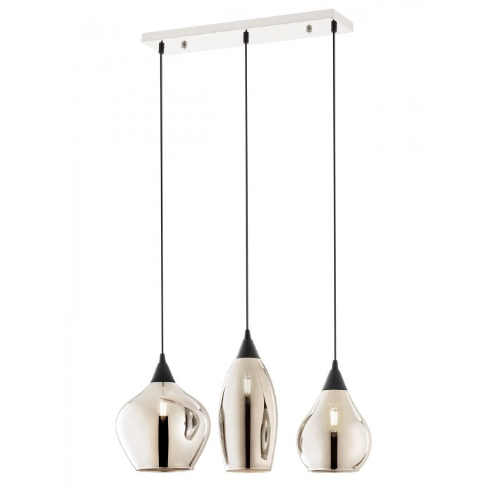 Lustra Tanner, crom, sticla fumurie, 3XE14, L.46 cm, Smarter 01-3193