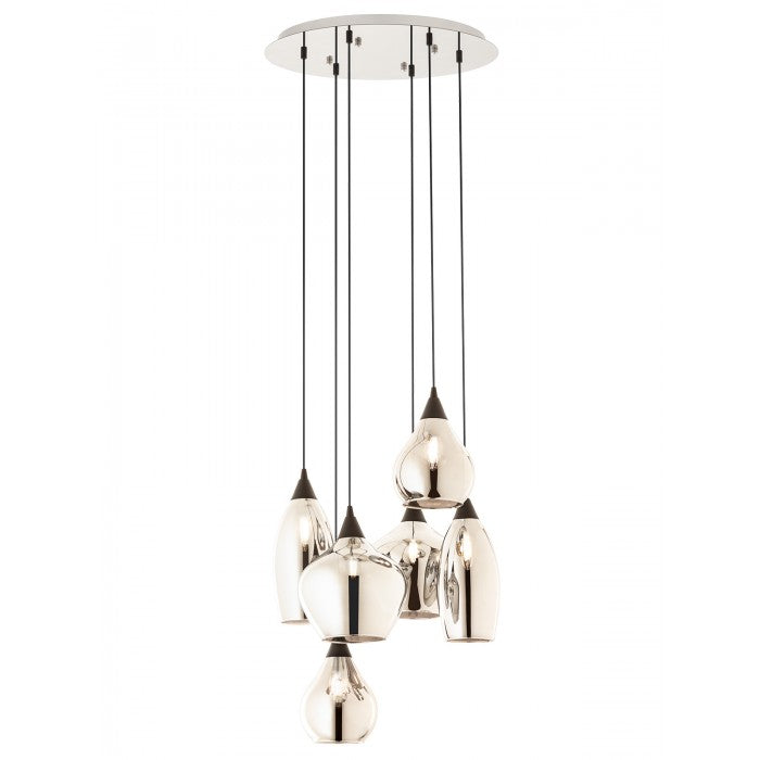 Lustra Tanner, crom, sticla fumurie, 6XE14, D.45 cm, Smarter 01-3194