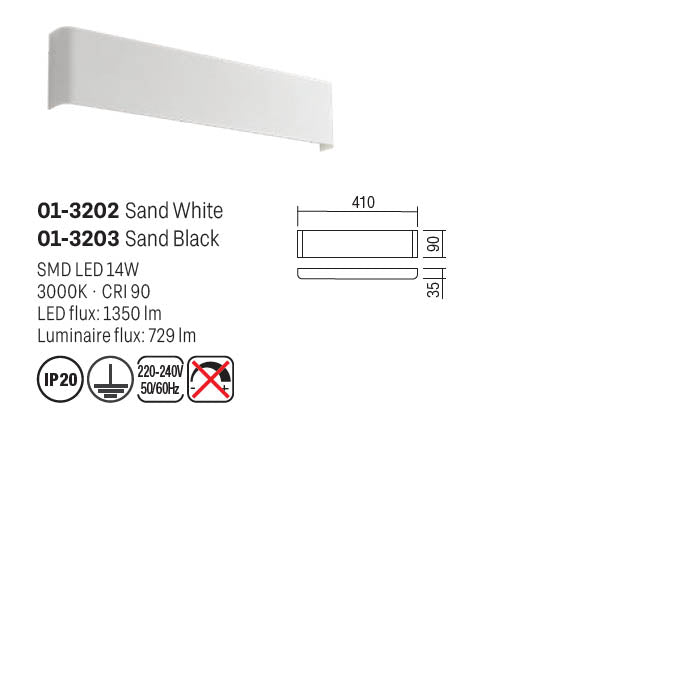 Aplica LED Pepas,negru mat, 14W, 729lm, 3000K, L.41cm, IP20, Smarter, 01-3203