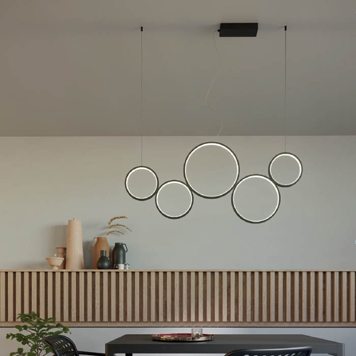 Lustra Athena, negru mat, LED CCT, 50W, 3000/4000/6000K, 3978 lumeni, L.120 cm, Smarter 01-3387