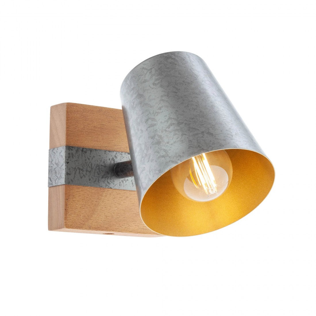 Aplica Oaker, lemn, metal argintiu, 1xE14, IP20, Smarter, 01-3494