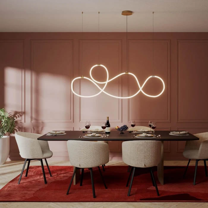 Lustra Henk, auriu mat, LED, 54W, 2700 lumeni, lumina calda 3000K, L.150 cm, Smarter 01-3556