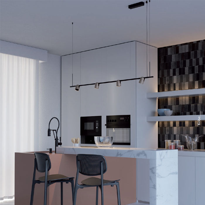 Lustra LED Kobe, negru/silver coffee, 25W, 2185lm, 2700K, L.150cm, IP20, Redo, 01-4214