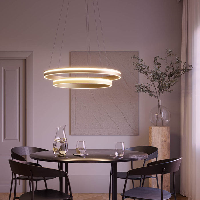 Lustra Valdis, auriu mat, LED CCT, 76W, 3710 lumeni, 3000K/4000K, D.79 cm, Smarter 01-3784