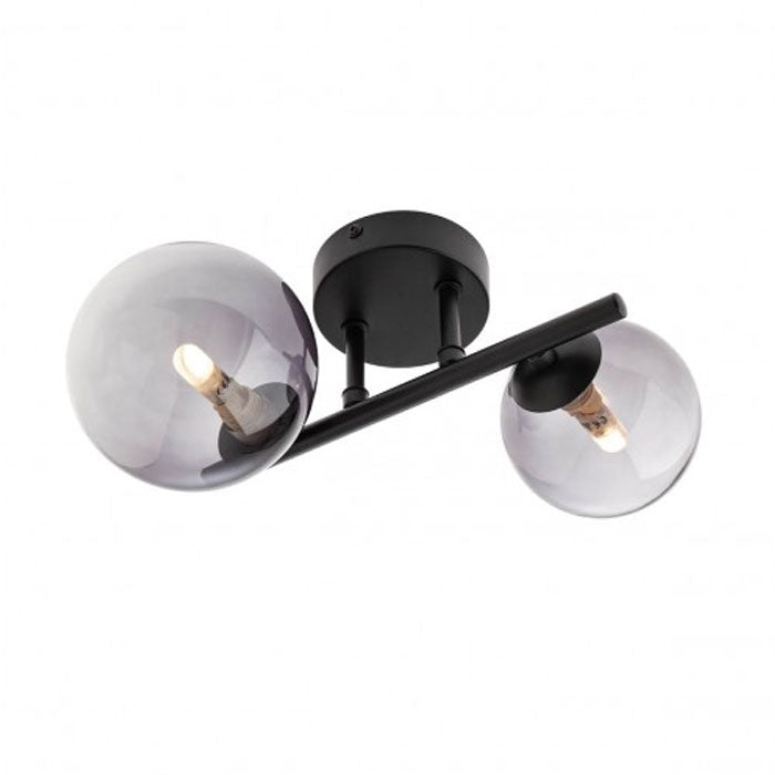 Plafoniera Astra, negru mat, fumuriu degrade, 2XG9, L.25 cm, IP20, Smarter, 01-3987