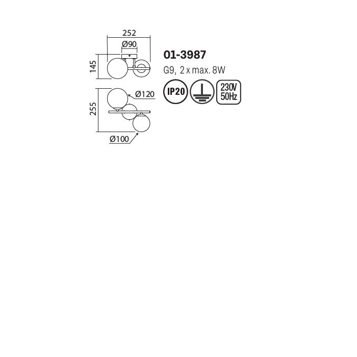 Plafoniera Astra, negru mat, fumuriu degrade, 2XG9, L.25 cm, IP20, Smarter, 01-3987