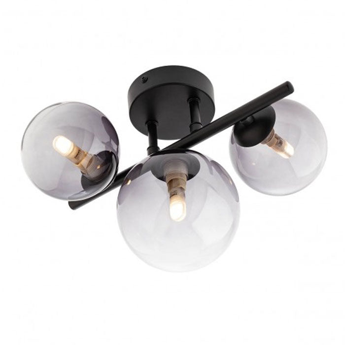 Plafoniera Astra, negru mat, fumuriu degrade, 3XG9, L.28 cm, IP20, Smarter, 01-3988