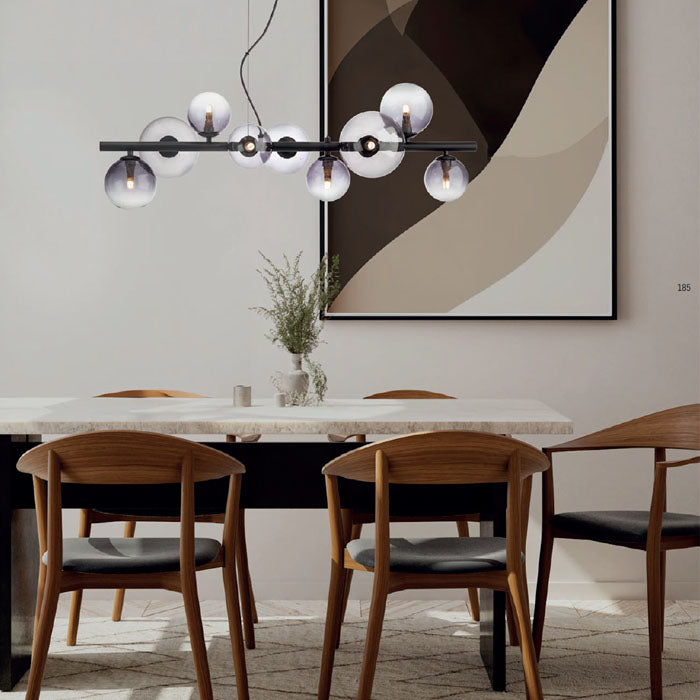 Lustra Astra, negru mat, fumuriu degrade, 9XG9, L.86 cm, Smarter 01-3989