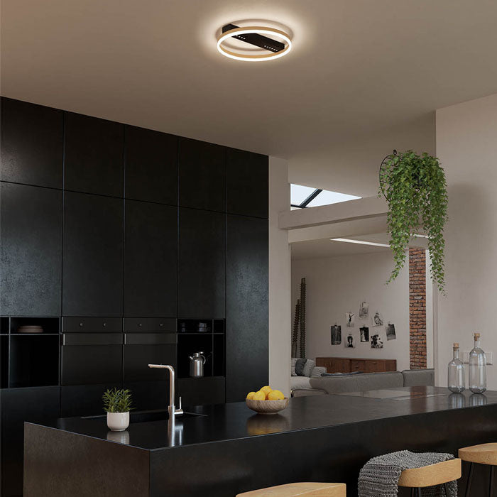 Plafoniera LED Demy, negru/auriu, 36W, 2171lm, 3000K, D.50 cm, IP20, Smarter, 01-4027