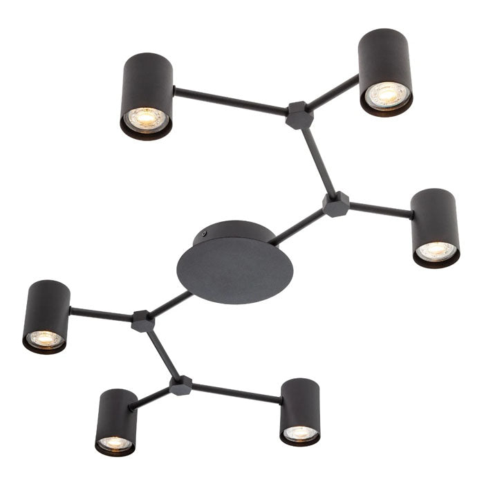 Plafoniera  Webb, negru mat, 6XGU10, L.76 cm, IP20, Smarter, 01-4048