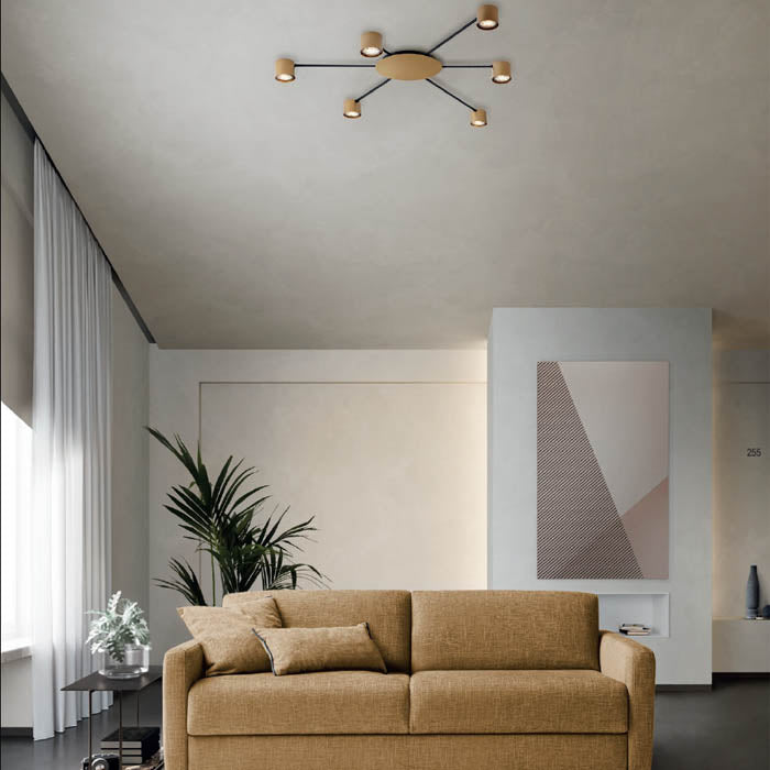 Plafoniera Noa, auriu mat, 6XGU10, L.74 cm, IP20, Smarter, 01-4051