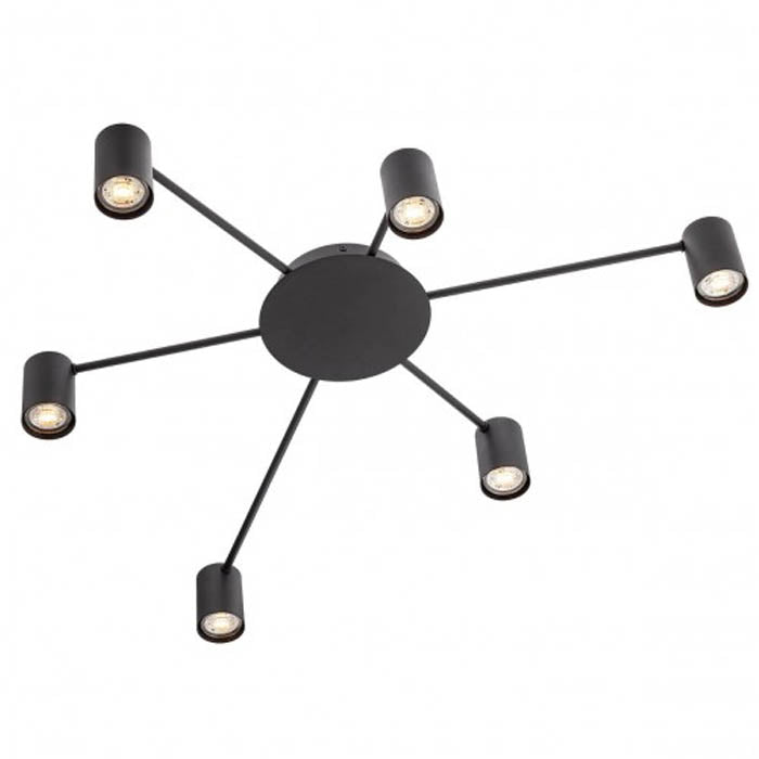 Plafonierar Noa, negru mat, 6XGU10, L.74 cm, IP20, Smarter, 01-4052