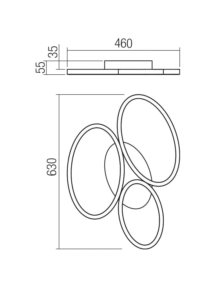 Plafoniera LED Ritmo, negru, 40W, 2113lm, 3000K/4000K, L.63cm, IP20, Smarter, 01-3767