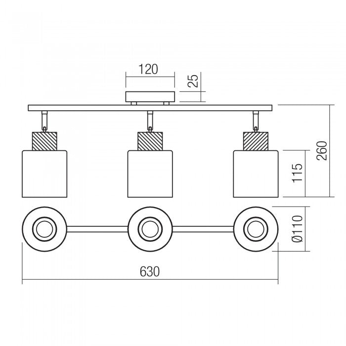 Plafoniera Hansen, negru/lemn, sticla fumurie, 3XE27, L.63 cm, IP20, Smarter, 04-529