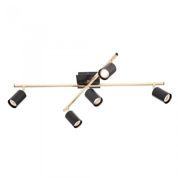 Plafoniera Crius, negru/alama, 5XGU10, L.77 cm, IP20, Smarter, 04-540