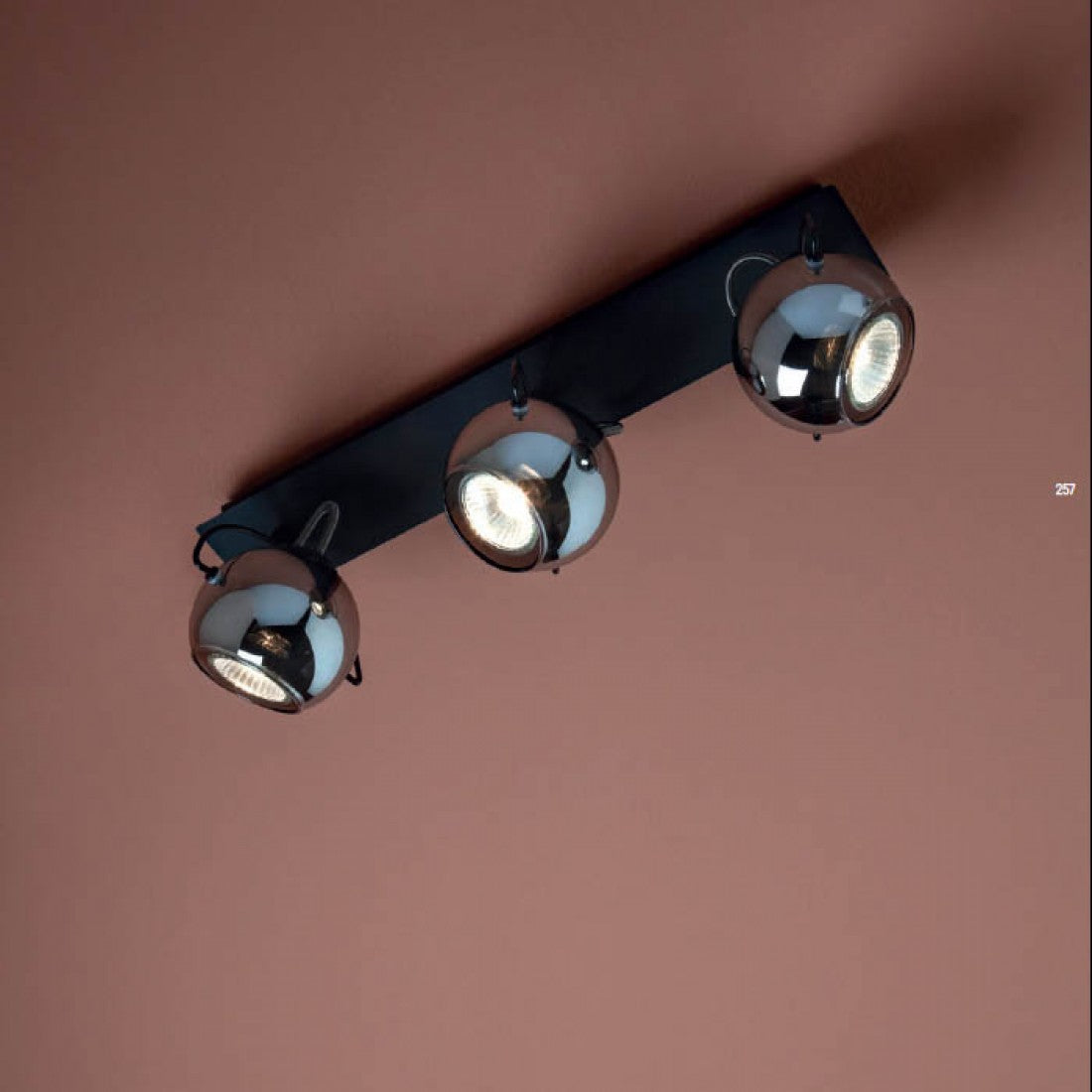 Plafoniera Ward, negru mat, sticla, 3xGU10, L.40cm, IP20, Smarter, 04-544