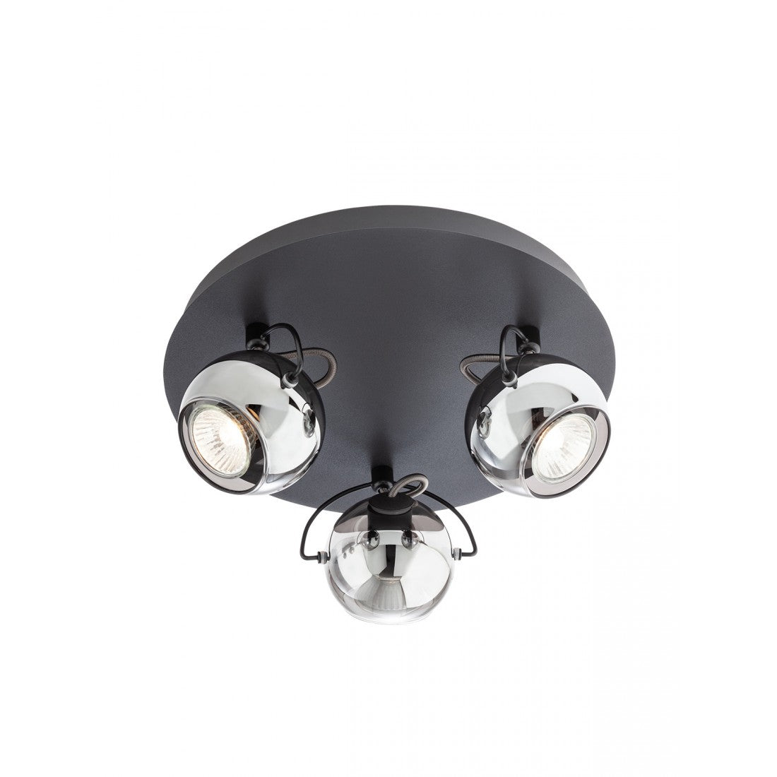 Plafoniera Ward, negru mat, sticla, 3xGU10, D.30cm, IP20, Smarter, 04-545