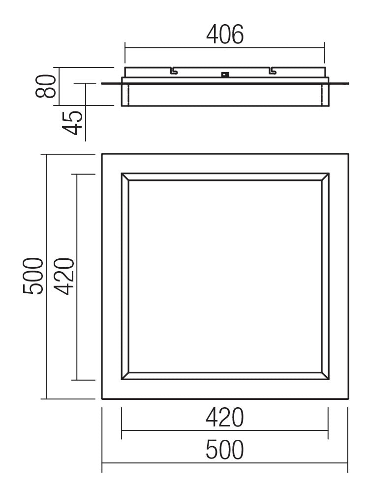 Plafoniera LED Perimetro, negru, 40W, 2650lm, 3000K/4000K/6500K, L.50cm, IP20, Smarter, 05-979