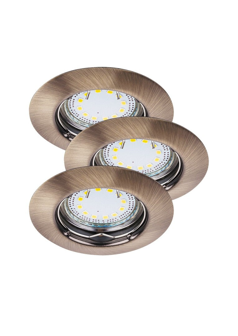 Spot LED incastrat Lite, bronz, GU10, 3x3W, 3x240lm, 3000K, D.8,2cm, IP44, Rabalux, 1048