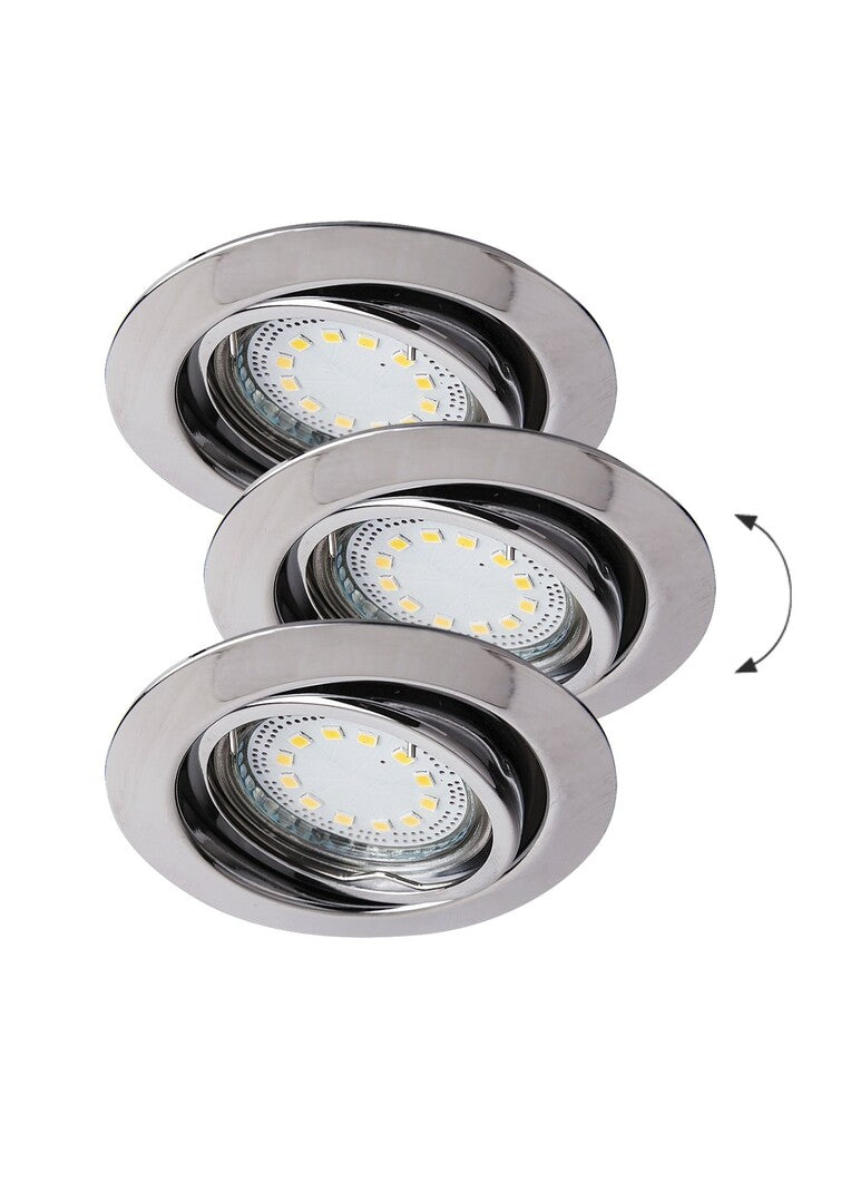 Spot LED incastrat Lite, crom, GU10, 3x3W, 3x240lm, 3000K, D.8,6cm, IP40, Rabalux, 1050