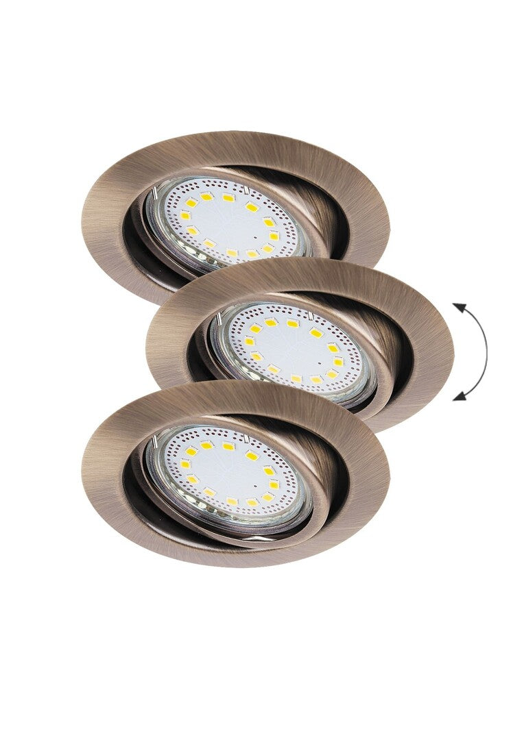 Spot LED incastrat Lite, bronz, GU10, 3x3W,  3x240lm, 3000K, D.8,6cm, IP40, Rabalux, 1051