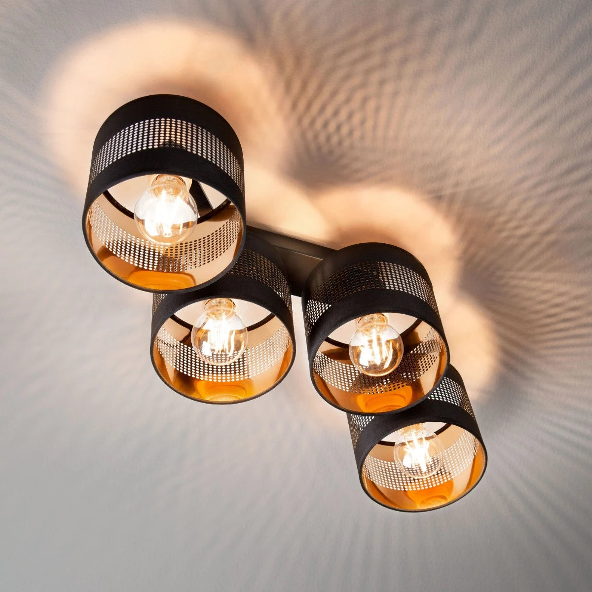 Plafoniera Flint, negru, textil, 4XE27, L.57 cm, IP20, Smarter, 01-2952