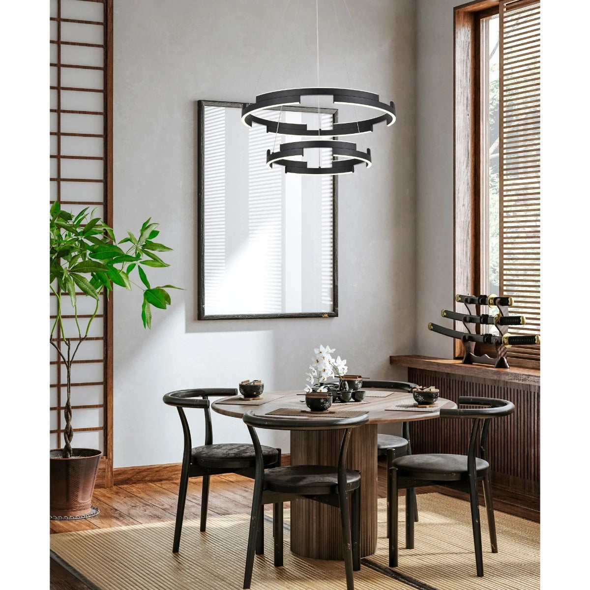 Lustra LED Castle, negru mat, 60W, 3600lm, 3000K, D.60cm, IP20, Smarter, 01-3179