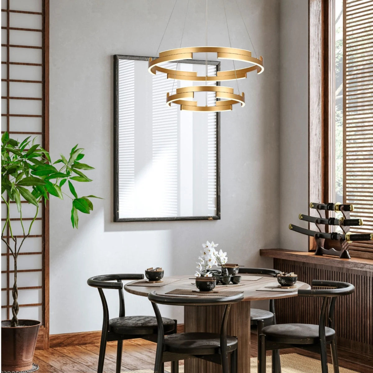 Lustra LED Castle, auriu mat, 60W, 3600lm, 3000K, D.60cm, IP20, Smarter, 01-3178