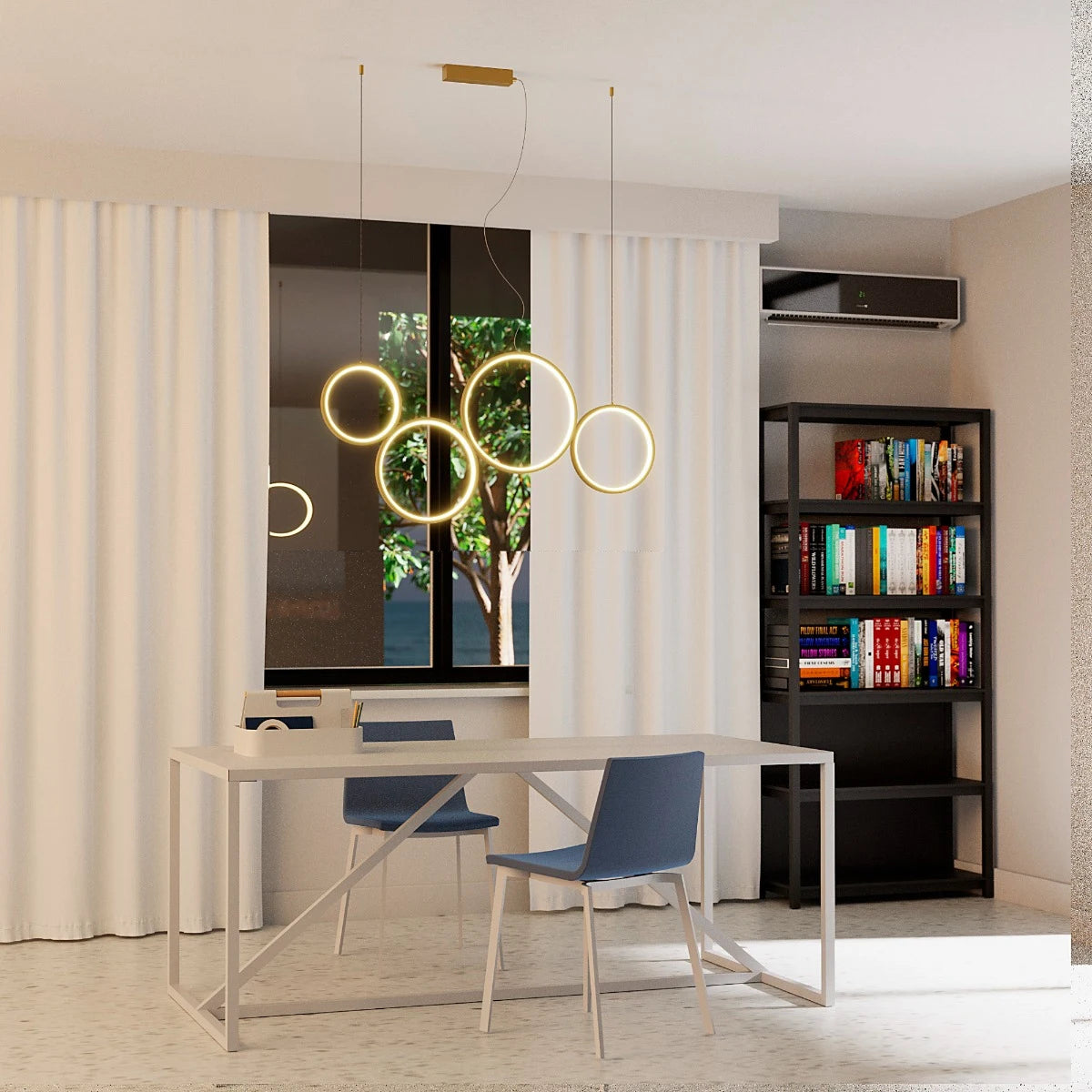 Lustra Athena, auriu mat, LED CCT, 40W, 3000/4000/6000K, 3330 lumeni, L.100 cm, Smarter 01-3383