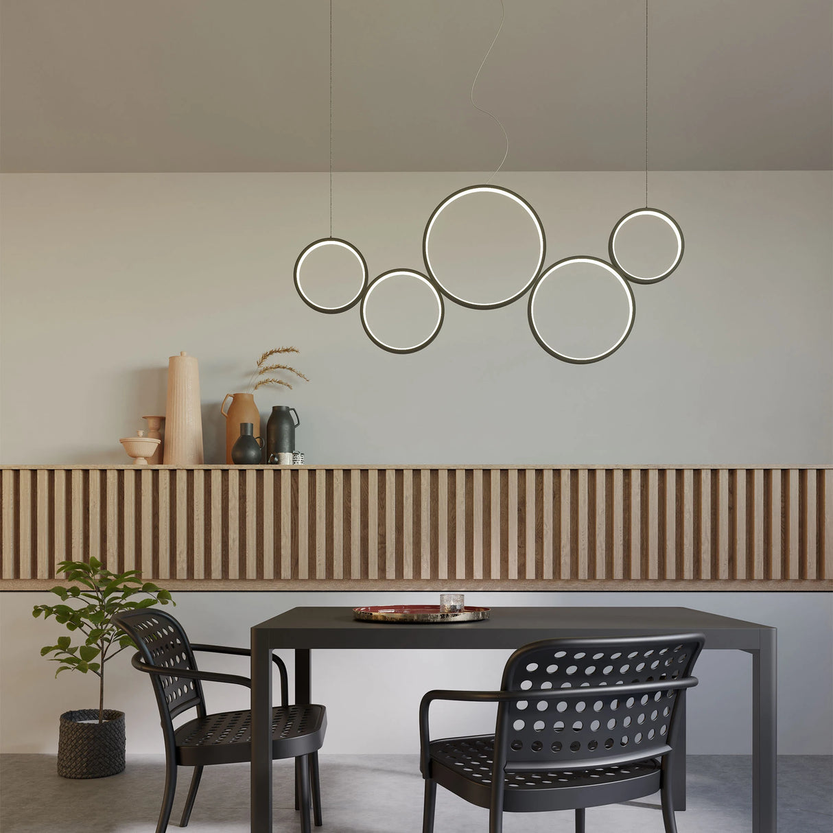 Lustra Athena, negru mat, LED CCT, 50W, 3000/4000/6000K, 3978 lumeni, L.120 cm, Smarter 01-3387