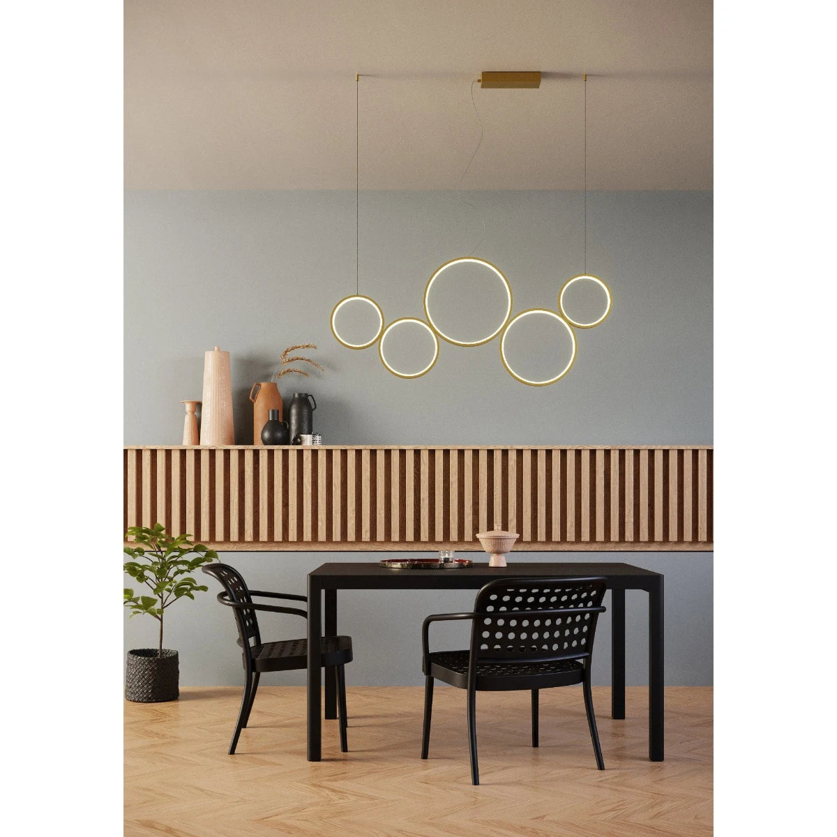 Lustra Athena, auriu mat, LED CCT, 50W, 3000/4000/6000K, 3978 lumeni, L.120 cm, Smarter 01-3386