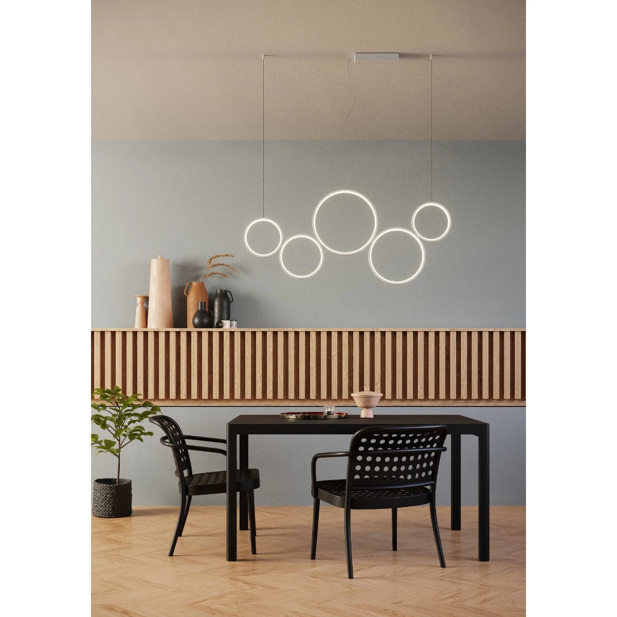 Lustra suspendata Athena, alb mat, LED CCT, 50W, 3000/4000/6000K, 3978 lumeni, L.120 cm, Smarter 01-3385