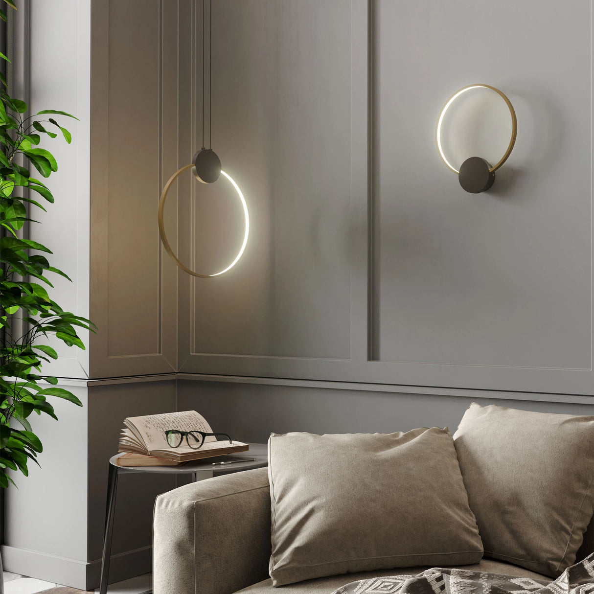 Aplica/Plafoniera Atom, negru/alama, LED, 11W, 1361 lumeni, alb cald 3000K, Smarter 01-3102