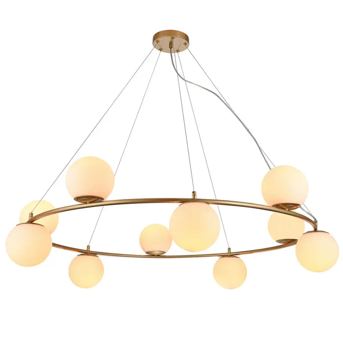 Lustra Bowling, aur mat, sticla, 10XE14, D.108 cm, Smarter 01-3161