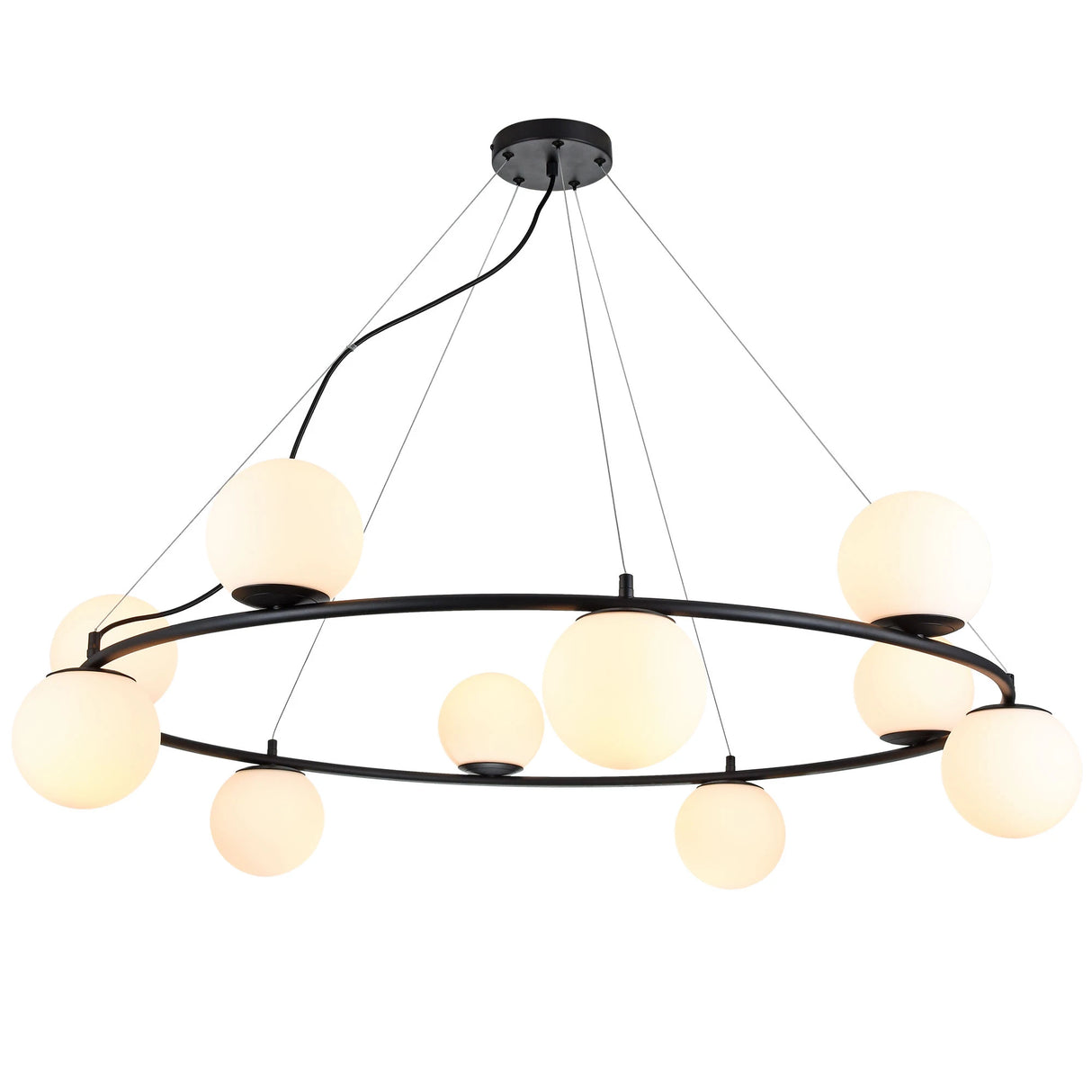 Lustra  Bowling, negru mat, sticla, 10XE14, D.108 cm, Smarter 01-3162